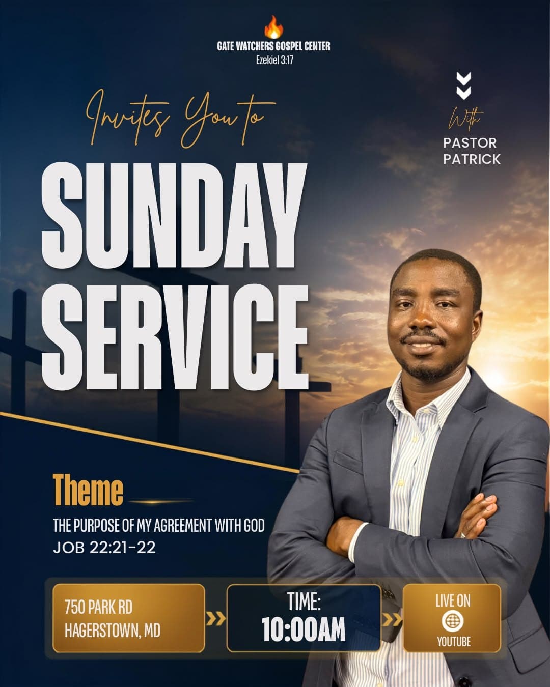 Sunday Service Flyer With Pastor Patrick